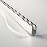 Wandanschlussprofil aus Aluminium für Dusche Glaswand 6-8 mm silber in Hochglanz Länge 195 cm