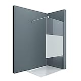 doporro Luxus Duschwand Duschabtrennung Bremen1MS 90x200 Walk-In Dusche mit Stabilisator aus Echtglas 8mm ESG-Sicherheitsglas Klarglas inkl. Nanobeschichtung
