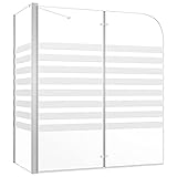 vidaXL Duschabtrennung Badewannenfaltwand Badewannenaufsatz Duschwand Duschtrennwand Duschkabine Faltwand 120x68x130cm Hartglas Streifen