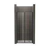 Duschtür STELLA 79x190 cm Nischentür Verstellbereich von 79-82 cm, Höhe: 190 cm, Dusche aus 6 mm Klarglas ESG Sicherheitsglas mit Nano und schwarze Aluminiumprofile - Alle Größen BC