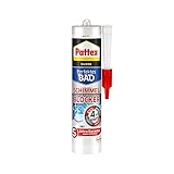 Pattex Perfektes Bad Schimmel Blocker Silikon, Sanitärsilikon mit 4-fach-Schutz gegen Schimmel, Dichtmasse für 5 Jahre garantiert saubere Silikonfugen, 1 x 300ml