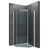 SENSO Fünfeck Duschkabine 90x90x195 cm 3-teilig aus Einscheibensicherheitsglas ESG | Duschabtrennung mit Nanobeschichtung | Komplett Dusche, Lotuseffekt Glas Alpenberger, TÜV geprüft