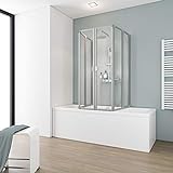Schulte Duschabtrennung faltbar für Badewanne 70-80 cm, einfache Montage zum Kleben, Kunstglas Softline hell, alunatur, langlebig