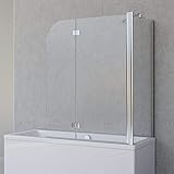 Schulte Badewannenfaltwand Angle, 2-teilig 112 x 142 cm mit Seitenwand für 70 cm Badewanne, 5 mm Sicherheitsglas (ESG) Klar hell, Chromoptik, D693477201 41 50