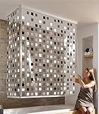Eck Duschrollo Mosaik Grau incl. Gratis Nackenkissen weiss